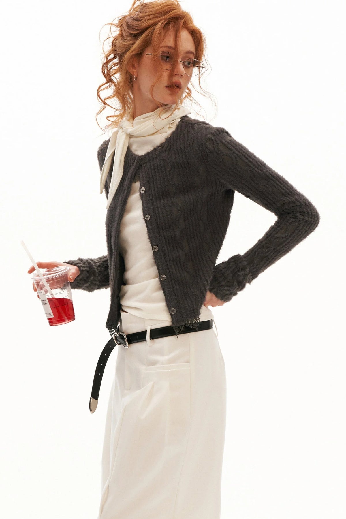 Lace Long Sleeve Knit Cardigan Top