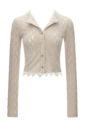 Lace Long Sleeve Knit Cardigan Top
