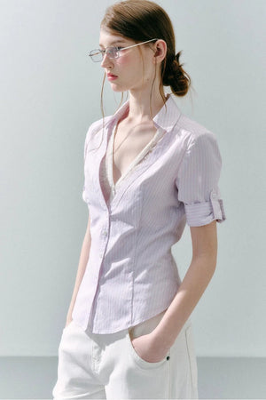 Lace Low Neck Two-Piece Blouse