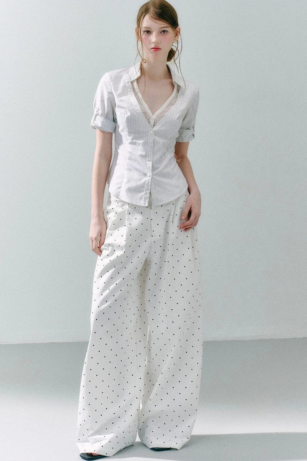 Lace Low Neck Two-Piece Blouse