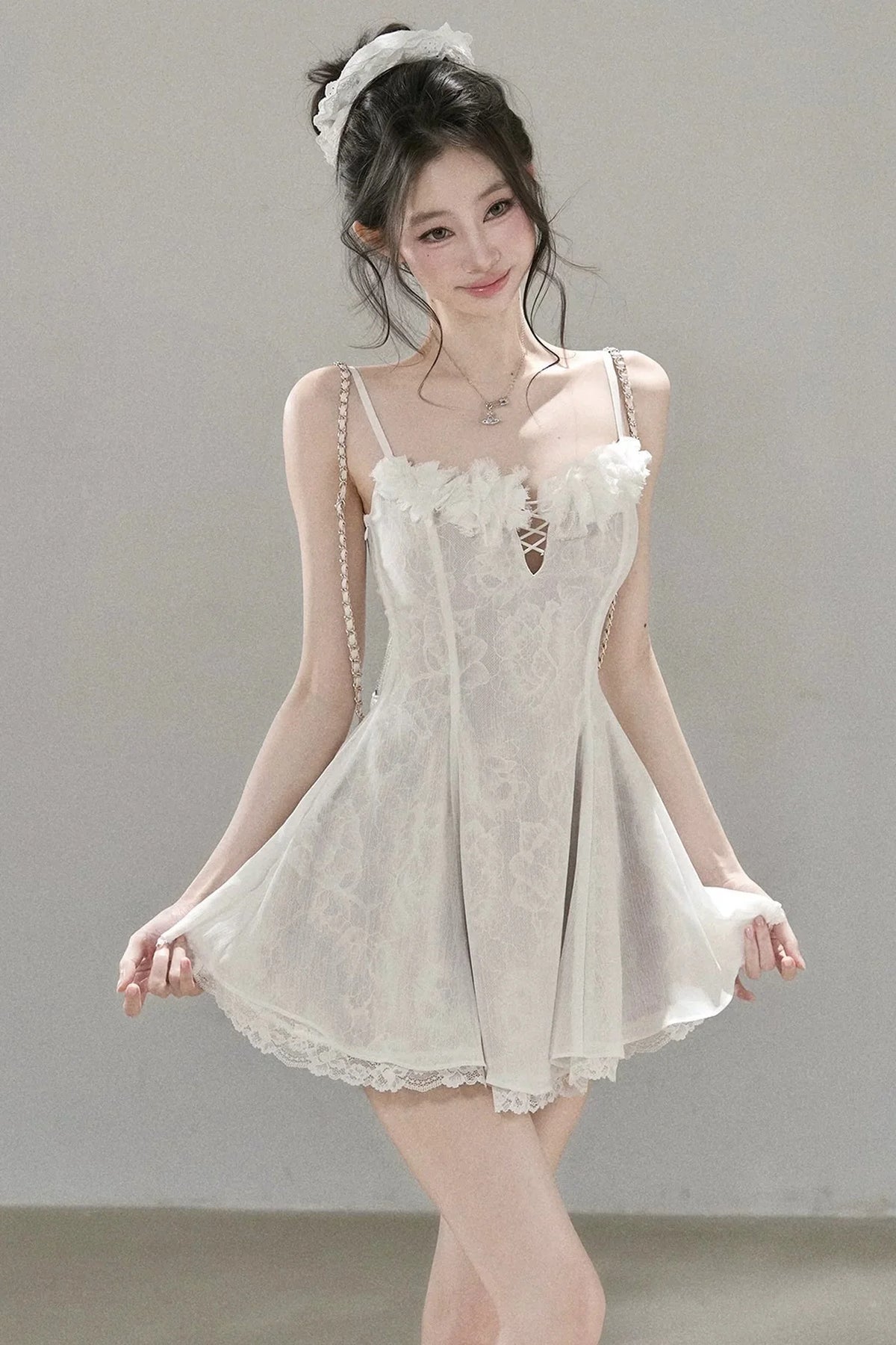 Lace Mesh Floral Dress
