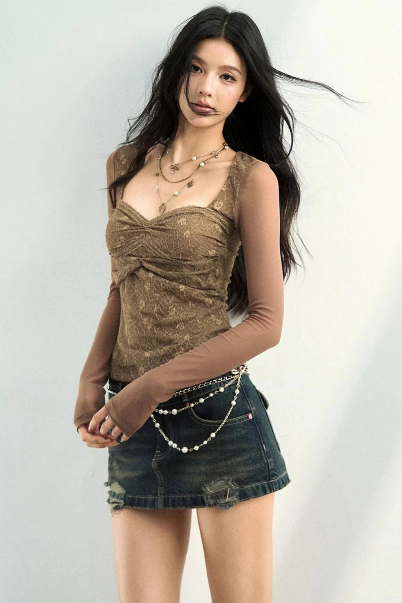 Lace Mesh Patchwork Top