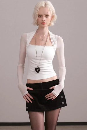 Lace Mesh Waist-Cinching Vest