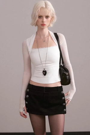 Lace Mesh Waist-Cinching Vest