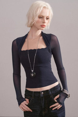 Lace Mesh Waist-Cinching Vest