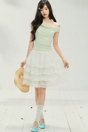 Lace Off-Shoulder T-Shirt