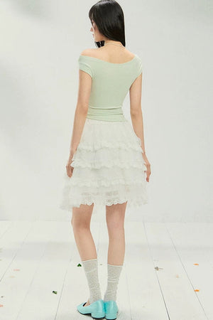 Lace Off-Shoulder T-Shirt