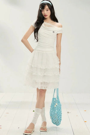 Lace Off-Shoulder T-Shirt