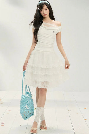 Lace Off-Shoulder T-Shirt