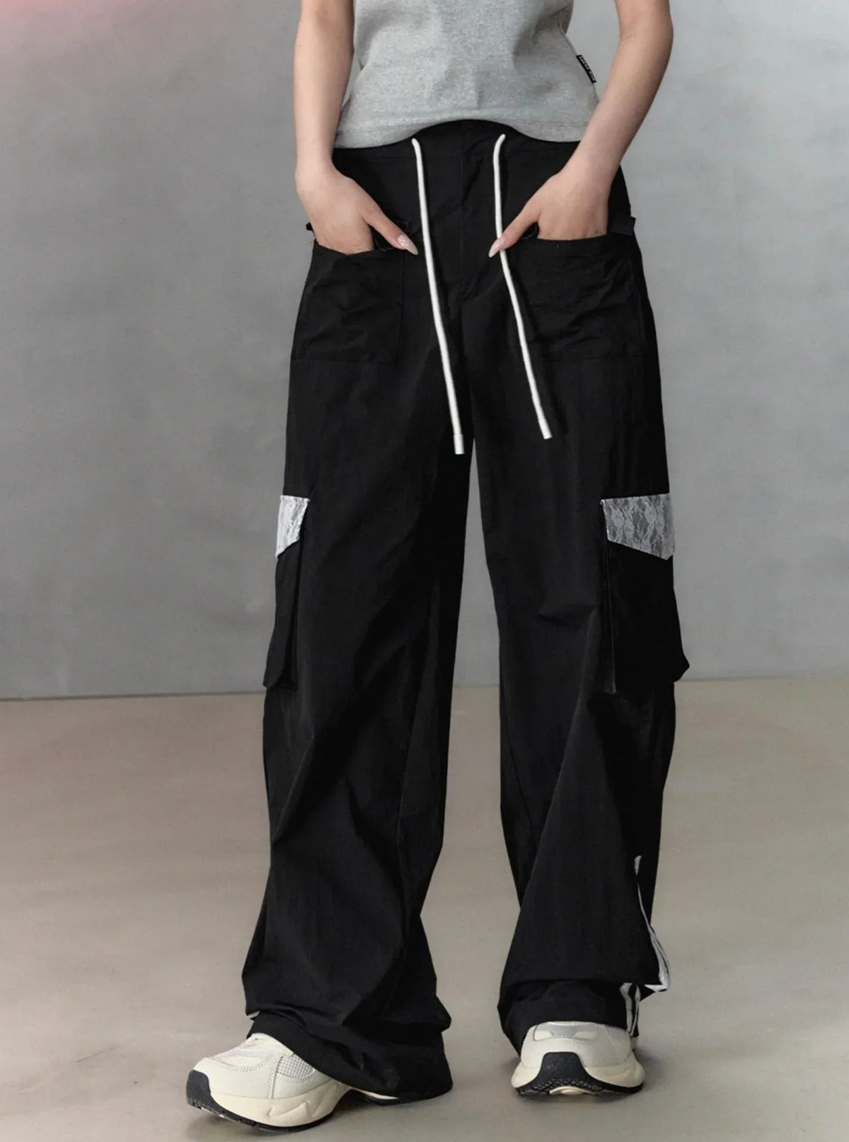 Lace Panel Skinny Pants