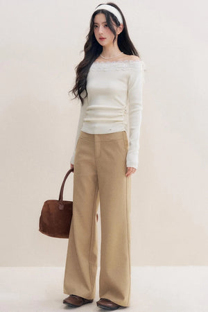 Lace Paneled Long Knit Top