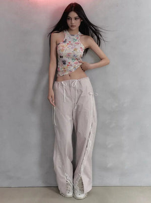 Lace Panelled Cargo Pants