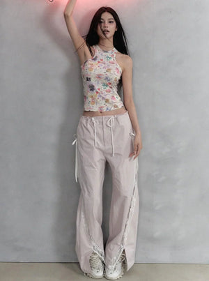 Lace Panelled Cargo Pants