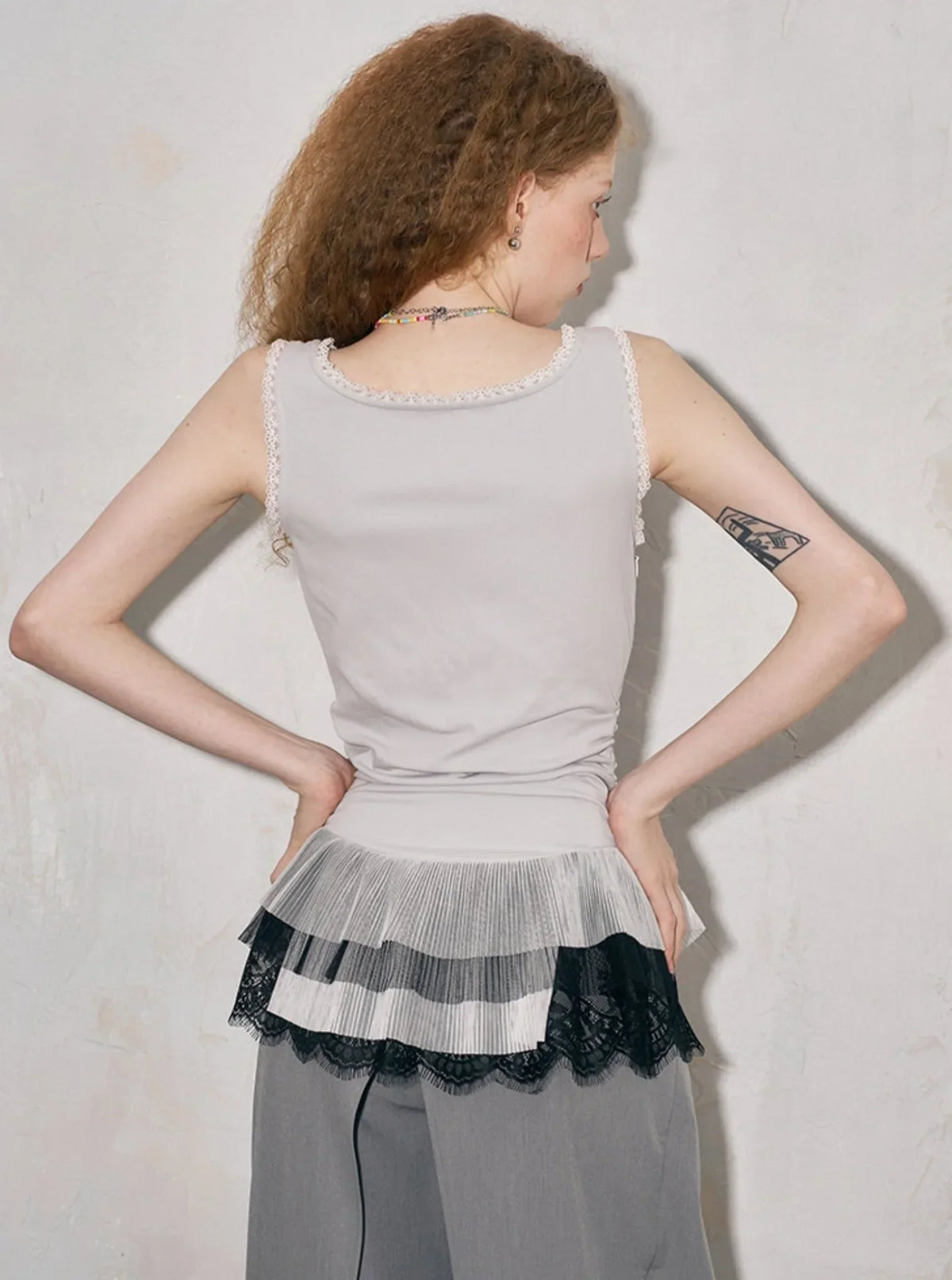 Lace Panelled Monogram Vest Top