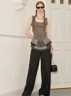 Lace Panelled Monogram Vest Top