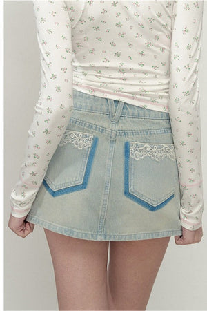 Lace Patchwork A-Line Short Skirt