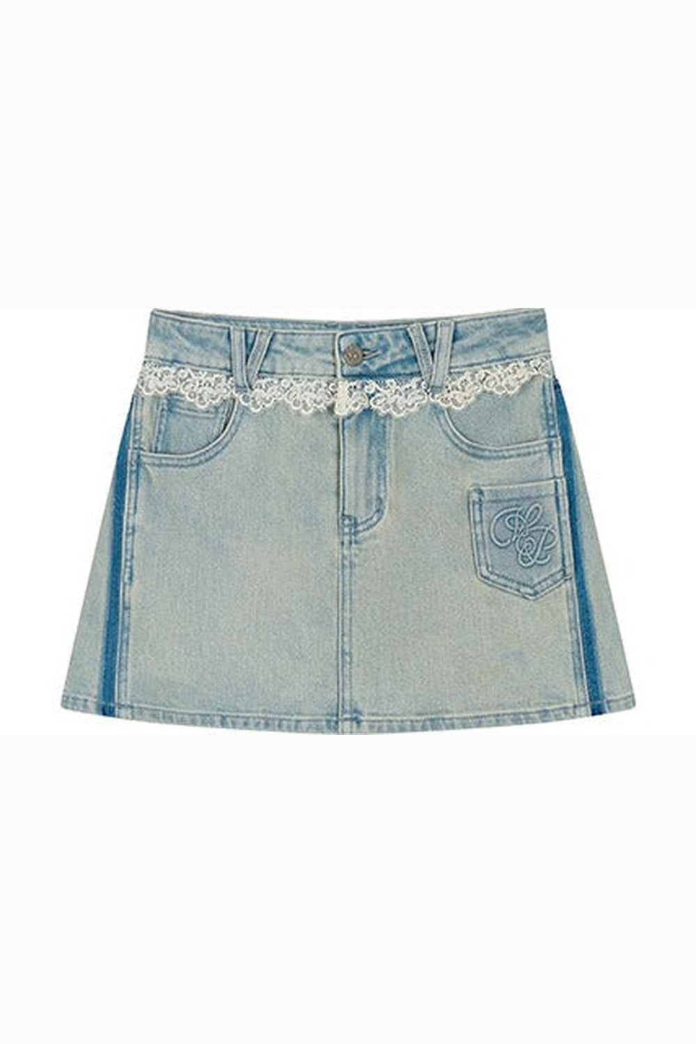 Lace Patchwork A-Line Short Skirt