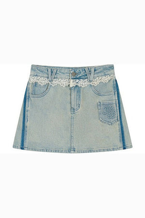 Lace Patchwork A-Line Short Skirt
