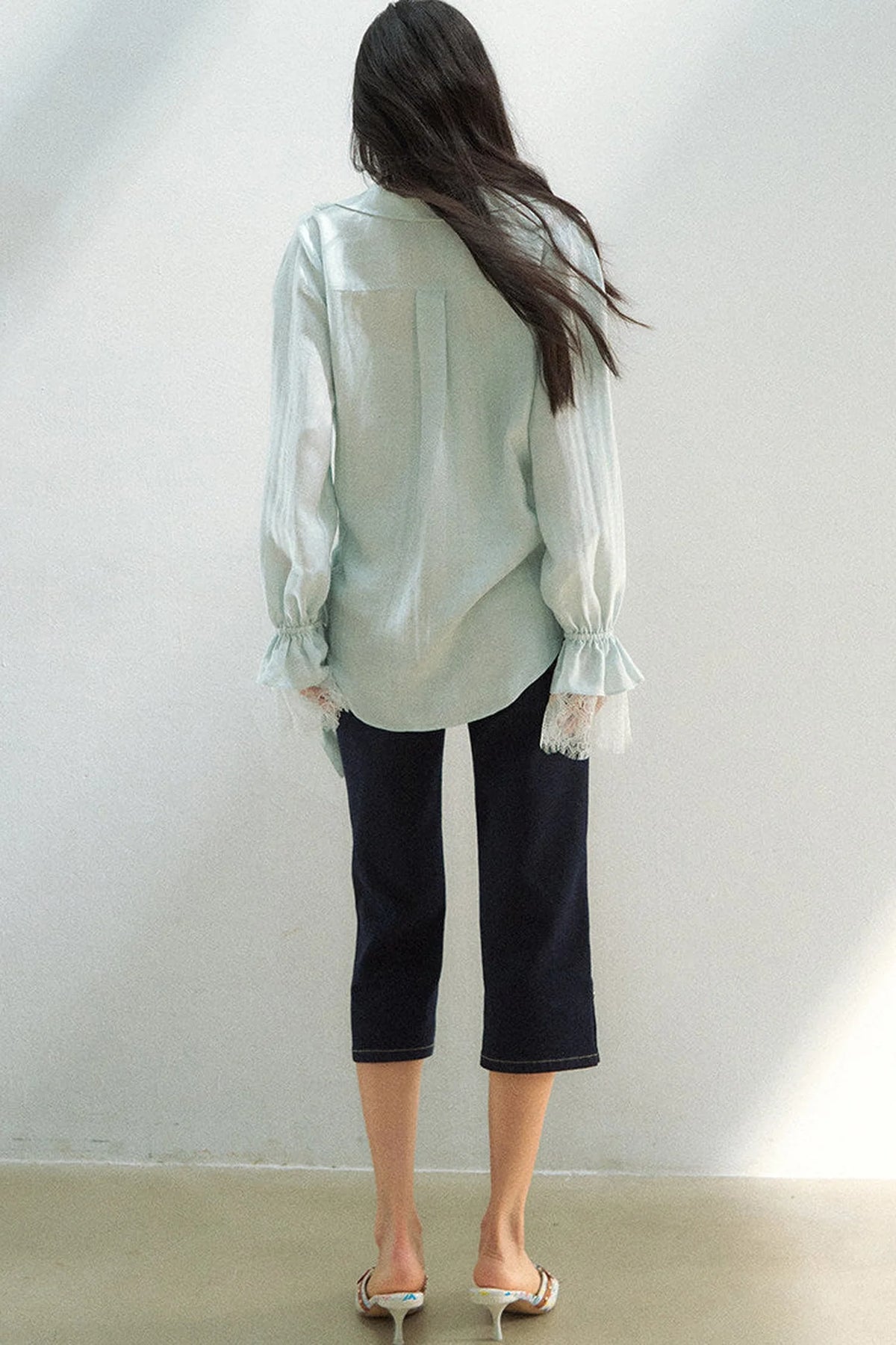 Lace Patchwork Asymmetrical Blouse