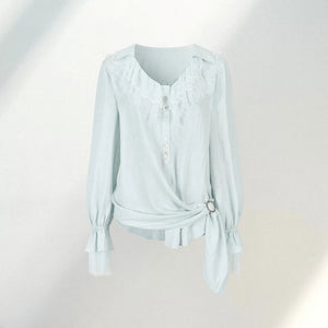 Lace Patchwork Asymmetrical Blouse