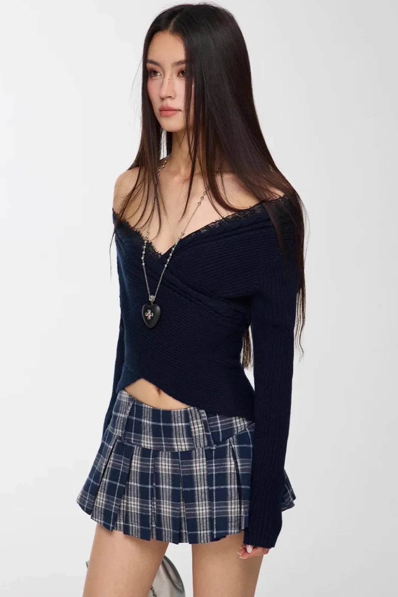 Lace Patchwork Cropped Sweater