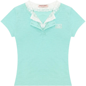 Lace Patchwork Fitted Two-Layer T-Shirt