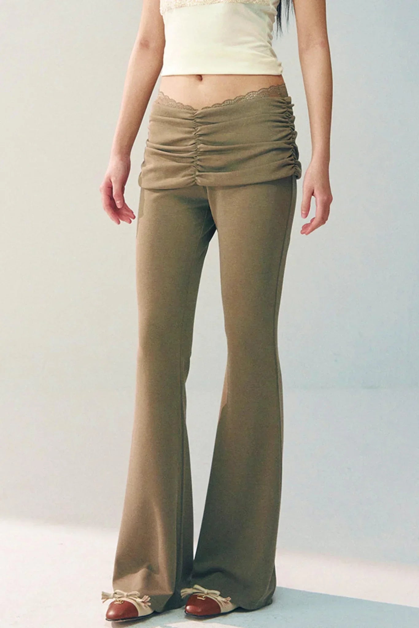 Lace Patchwork Flared Pants
