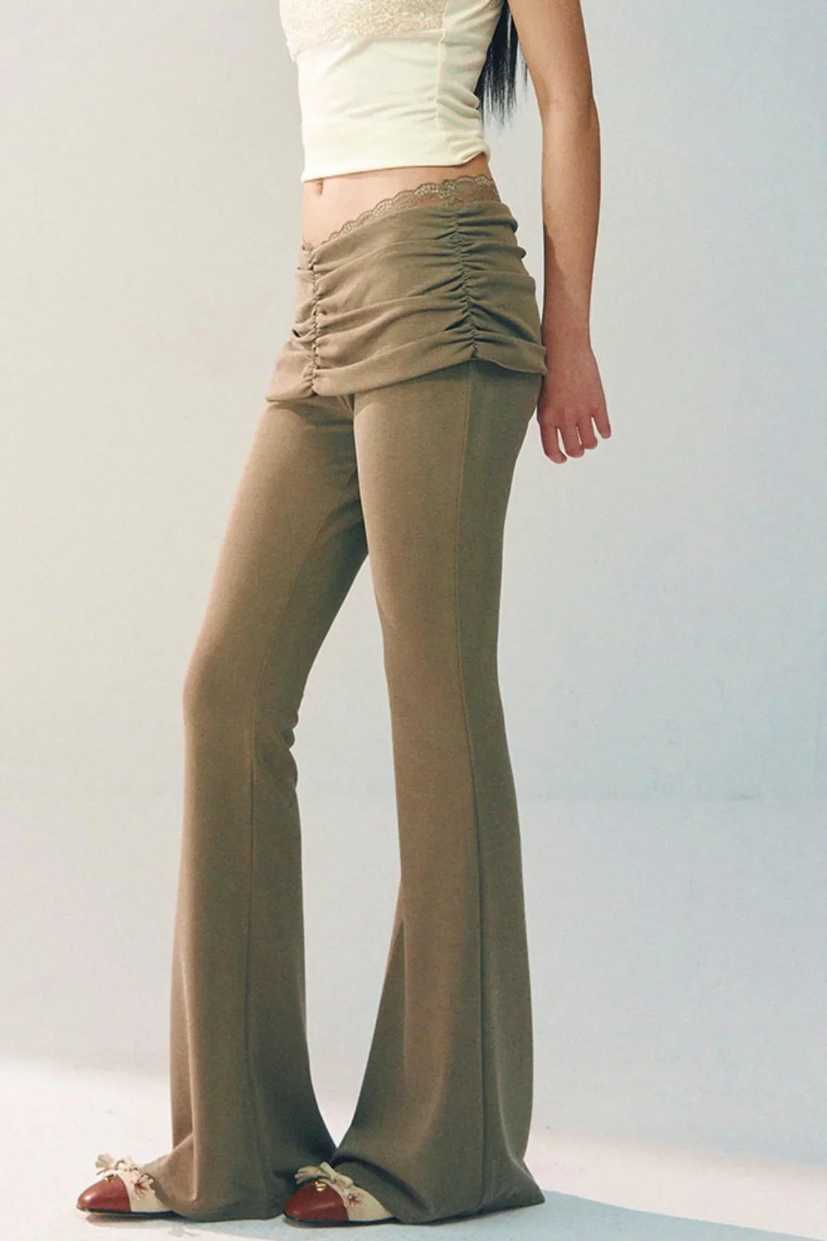 Lace Patchwork Flared Pants