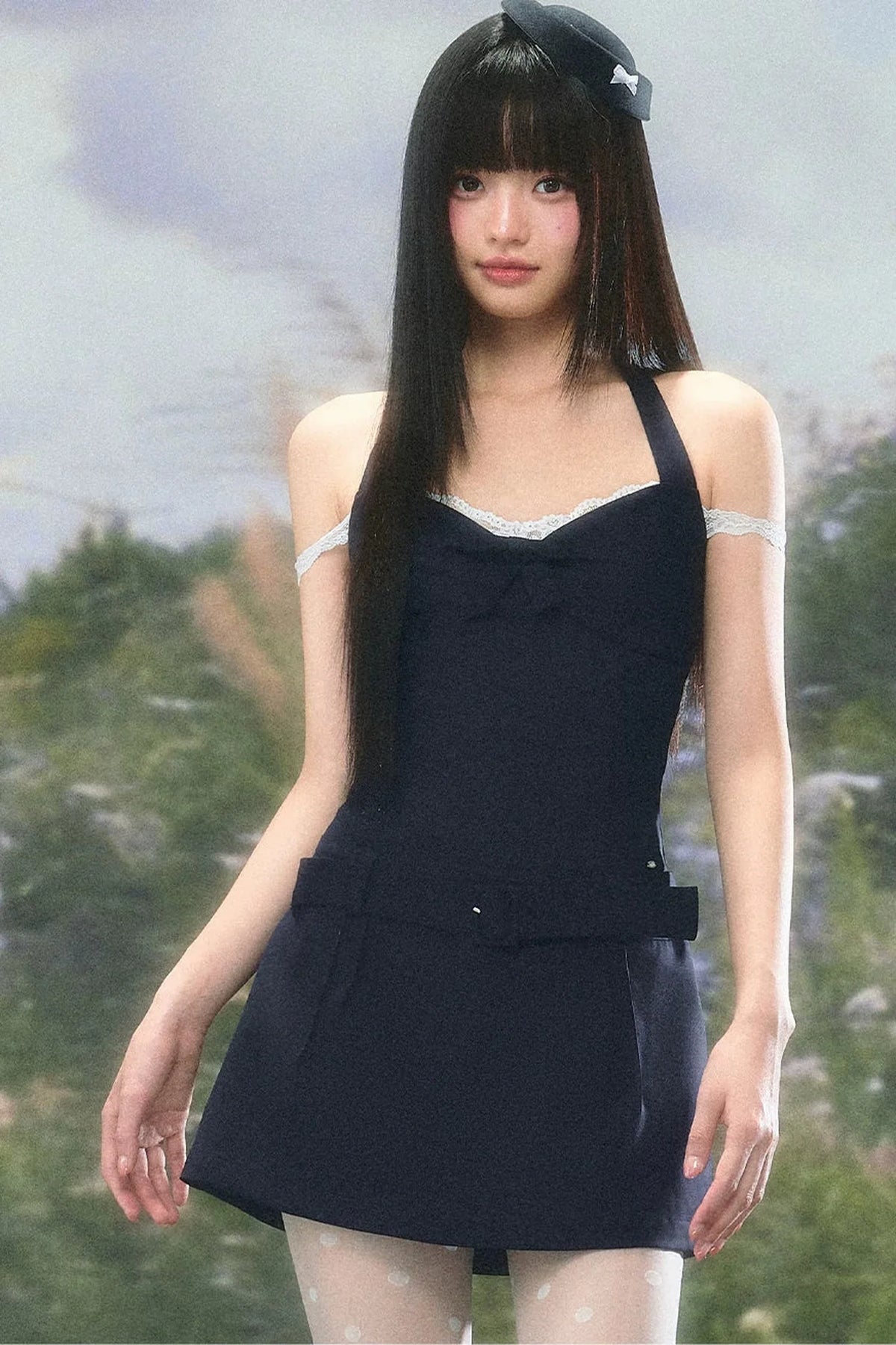 Lace Patchwork Halter Dress