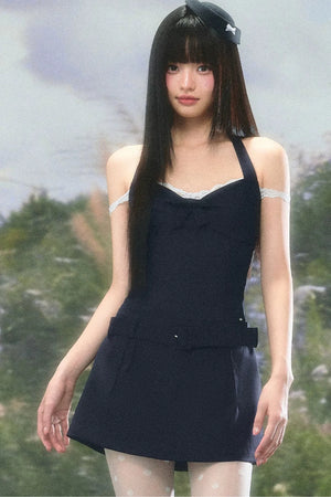 Lace Patchwork Halter Dress