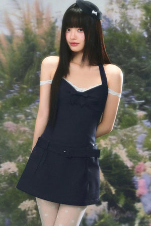 Lace Patchwork Halter Dress