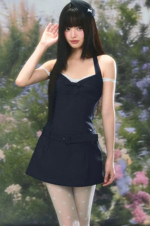 Lace Patchwork Halter Dress