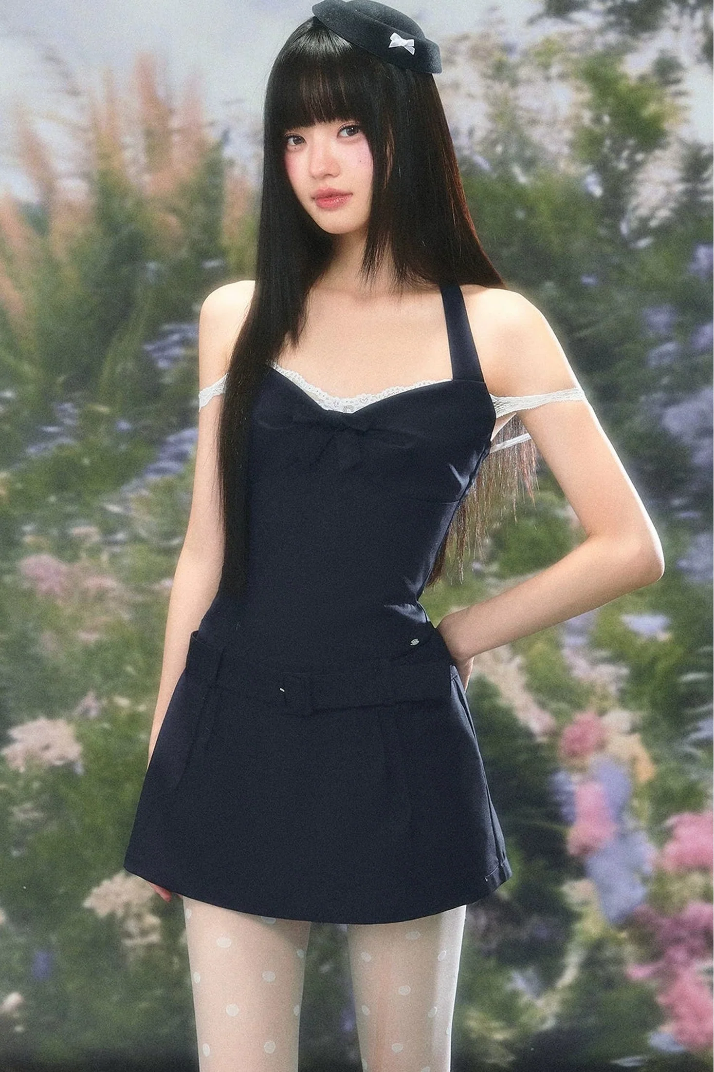 Lace Patchwork Halter Dress