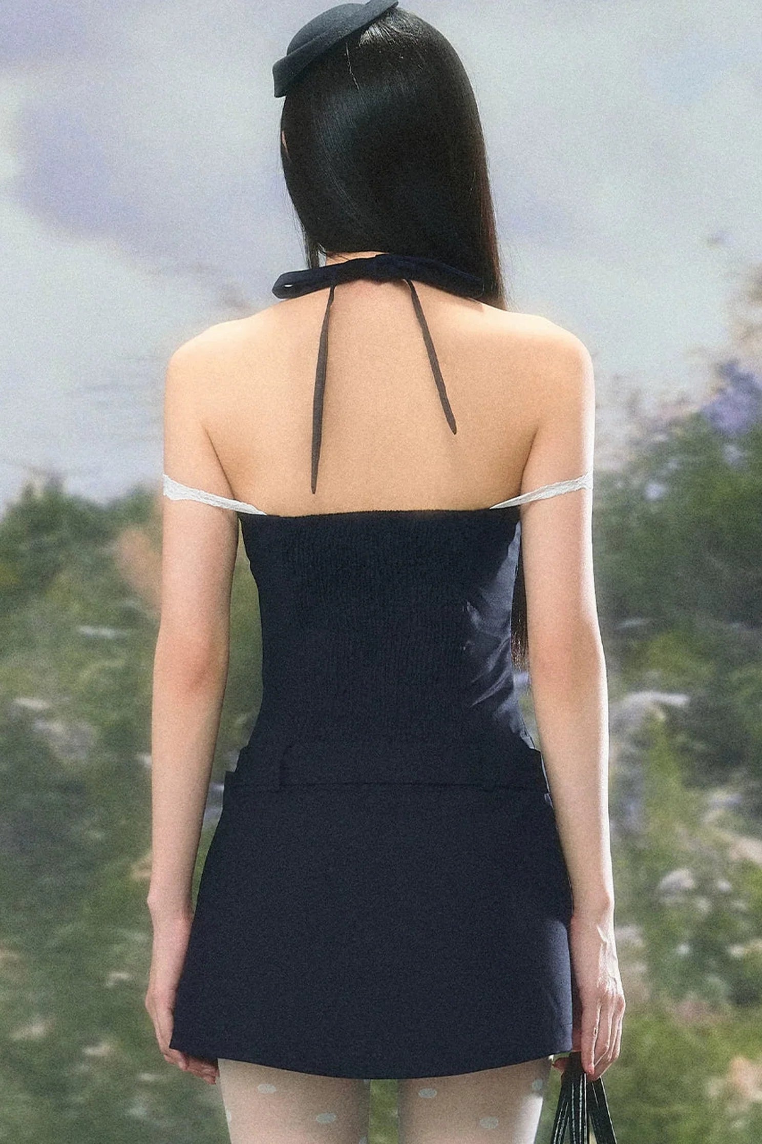 Lace Patchwork Halter Dress