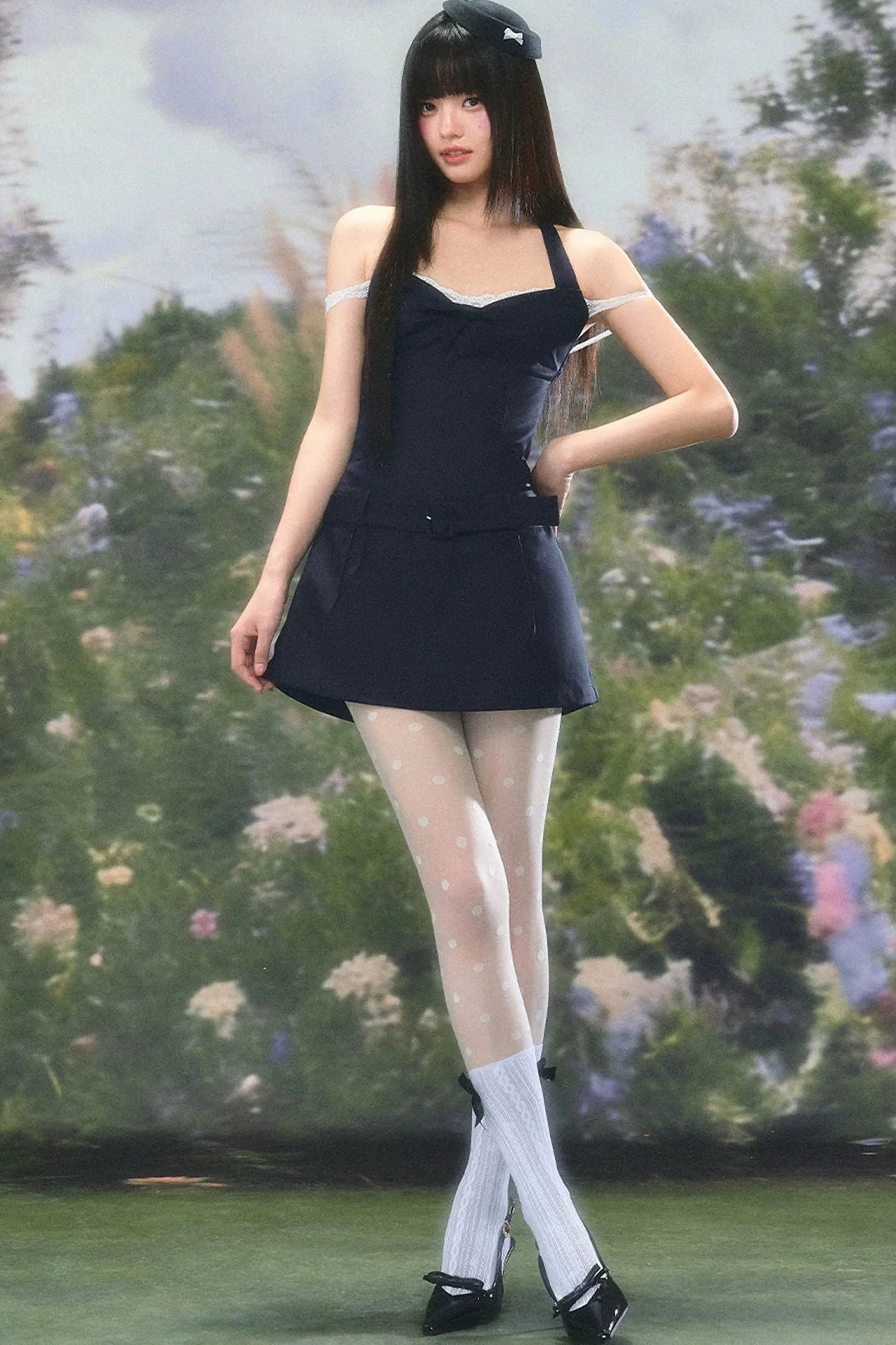 Lace Patchwork Halter Dress