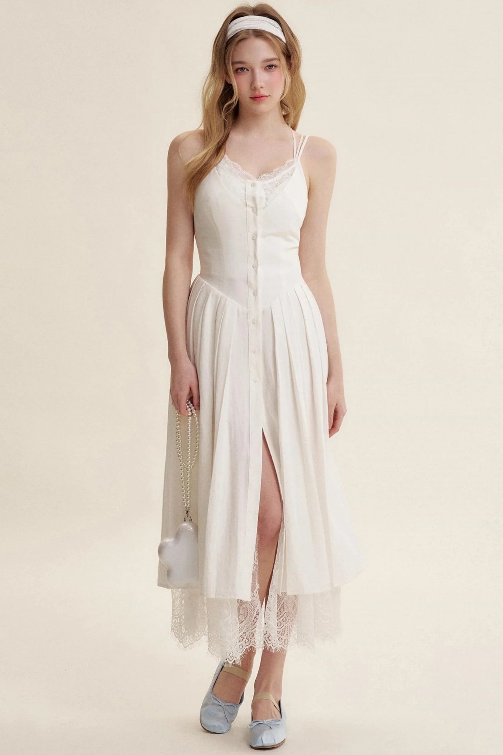 Lace Patchwork Halter Dress Set