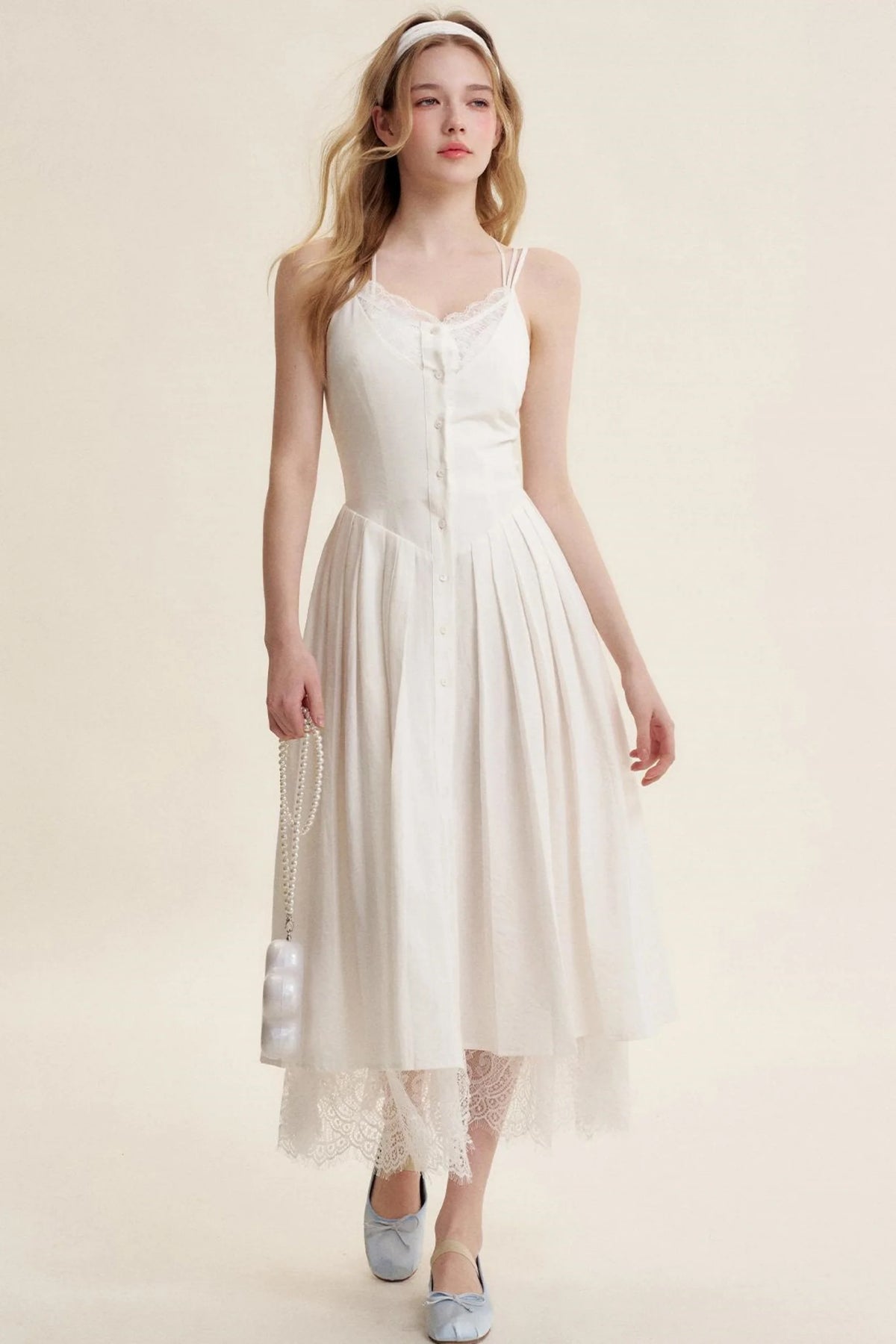 Lace Patchwork Halter Dress Set
