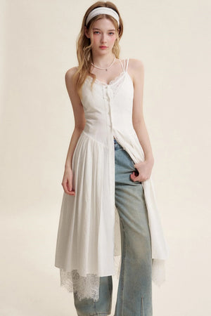 Lace Patchwork Halter Dress Set