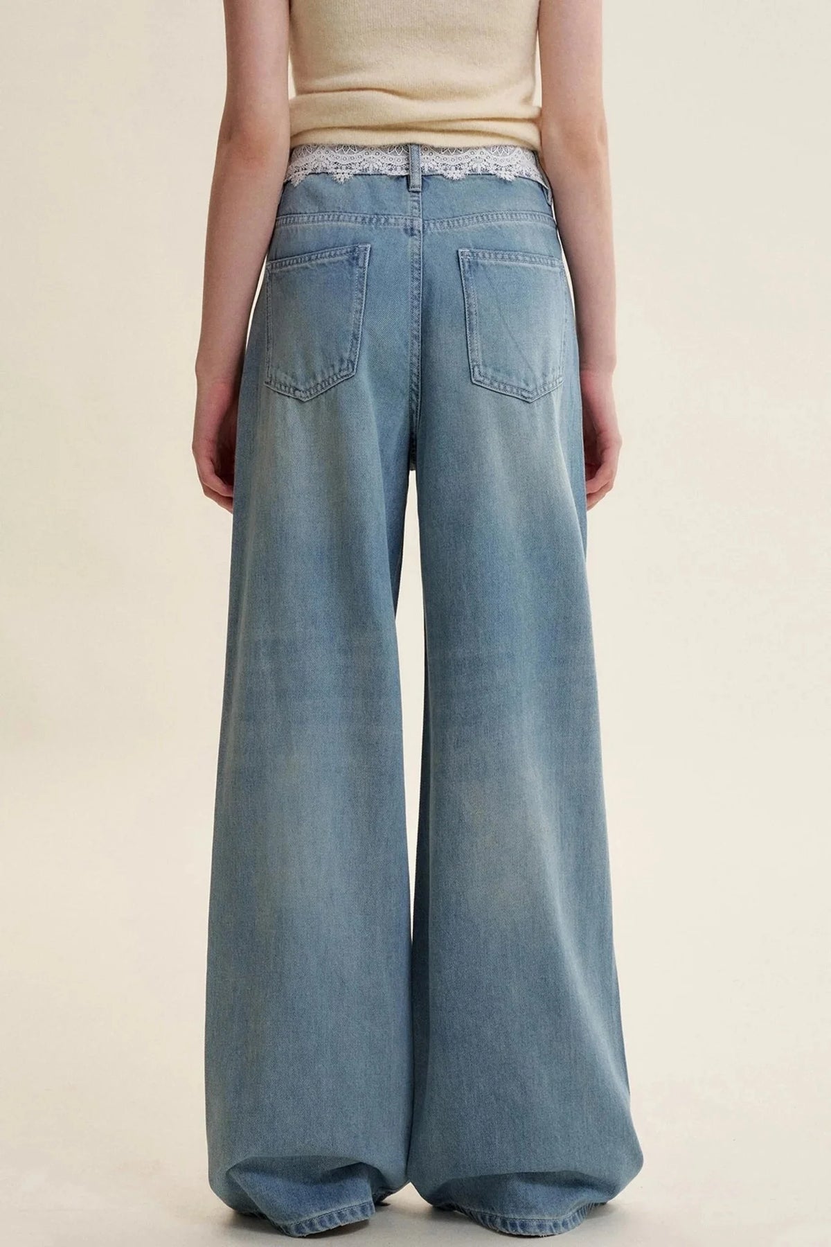 Lace Patchwork High-Rise Jeans