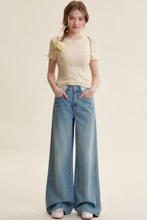 Lace Patchwork High-Rise Jeans