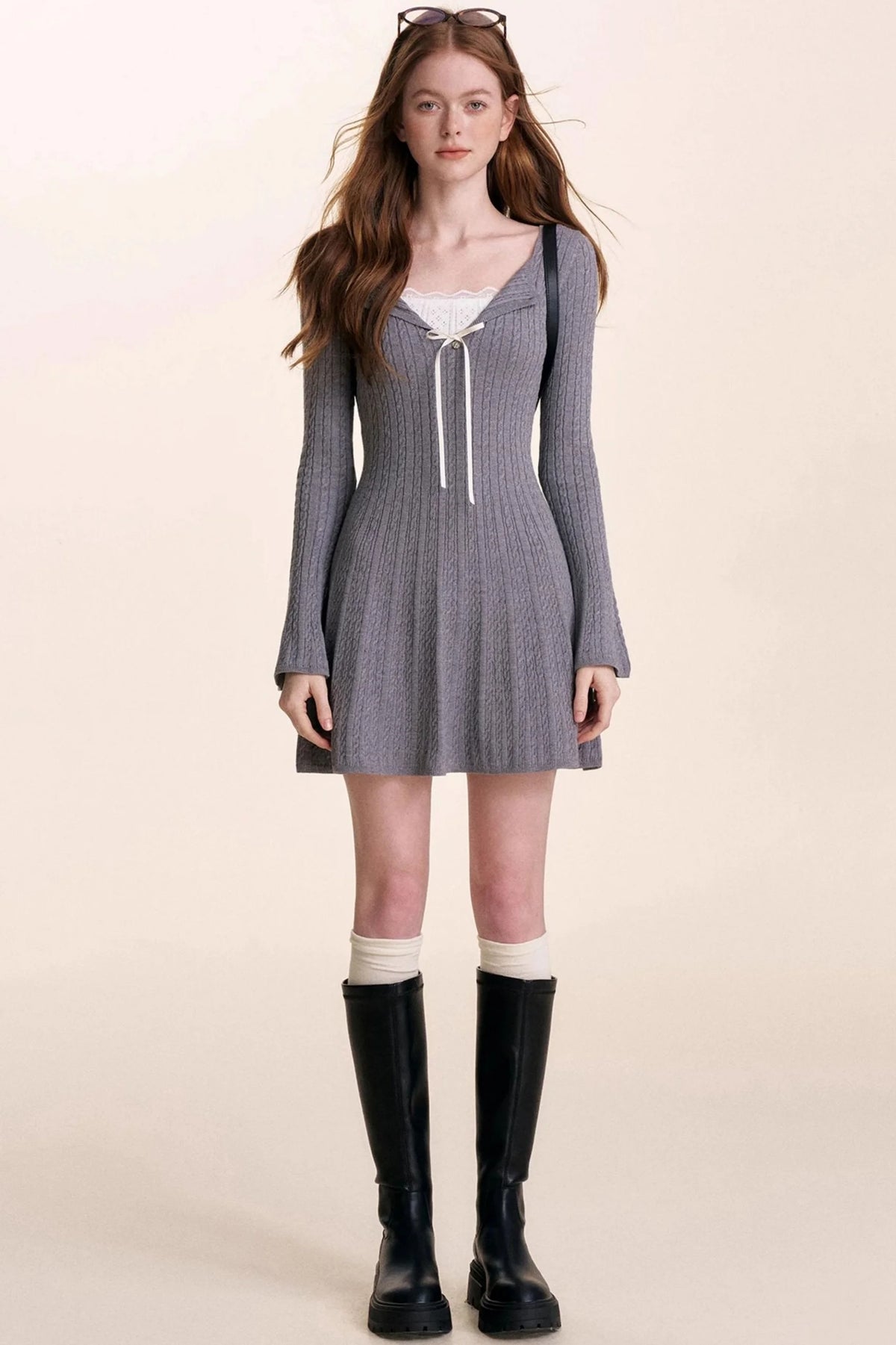 Lace Patchwork Knit Dress