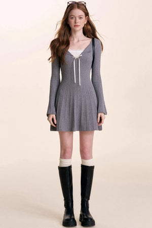 Lace Patchwork Knit Dress