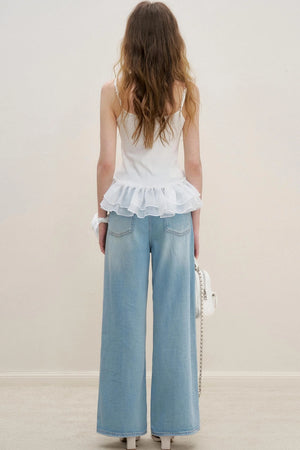 Lace Patchwork Knit Suspenders