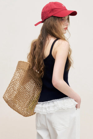 Lace Patchwork Knit Suspenders