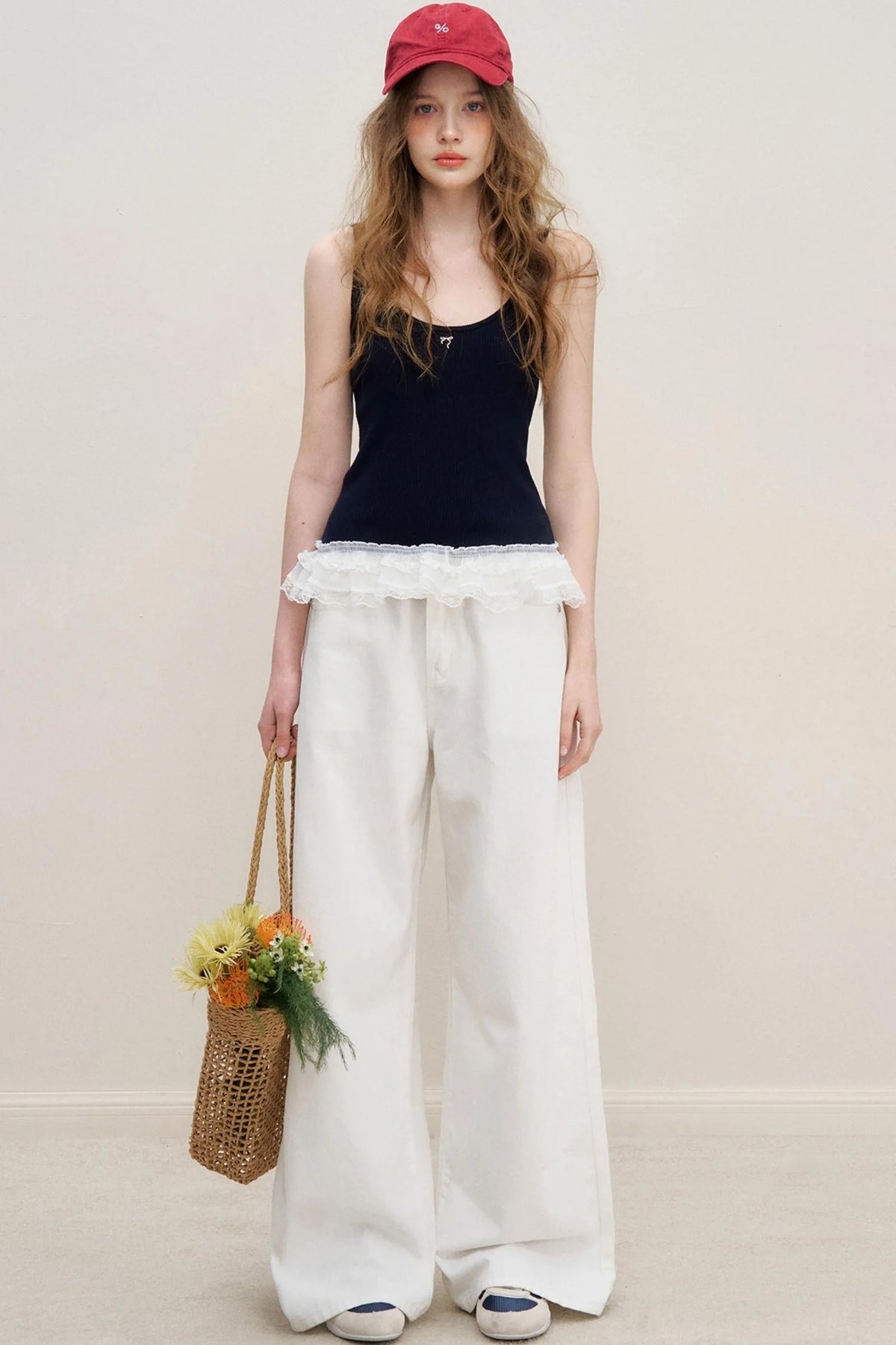 Lace Patchwork Knit Suspenders