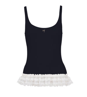 Lace Patchwork Knit Suspenders