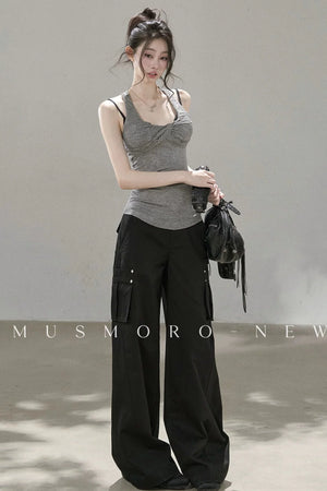 Lace Patchwork Pleated Racerback Camisole