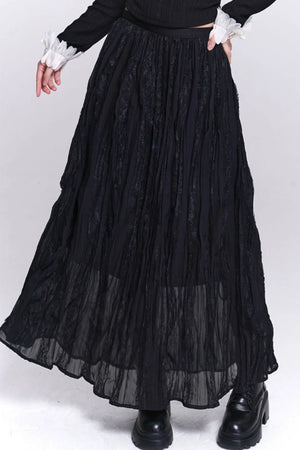 Lace Patchwork Pleated Skirt