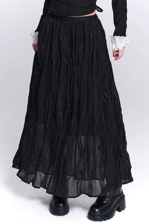 Lace Patchwork Pleated Skirt