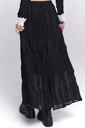 Lace Patchwork Pleated Skirt